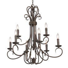 Golden 8606-CN9 RBZ - Wry Lighting Homestead 9-light Chandelier in Rubbed Bronze